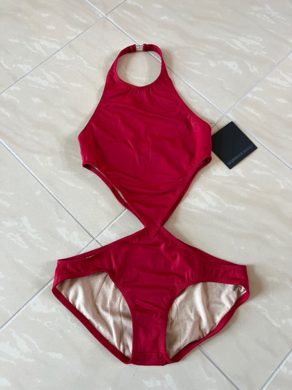 0045 NORMA KAMALI CHUCK ONE PIECE SWIMSUIT RED SIZE SMALL